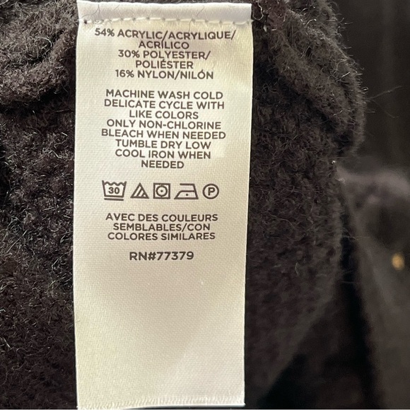 ANN TAYLOR Collared Cable Knet Sweater Black Jacket Size XL - Picture 13 of 13